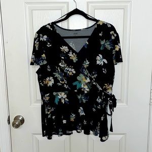 EVRI Black Floral Print Women’s Blouse